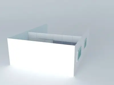 Partition with sliding door and glass Free 3D model