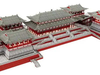 Ancient Japan Imperial Palace Front Court 3D model
