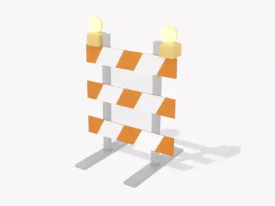 Road Closed Barrier 2 Low-poly 3D model