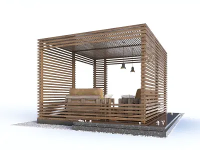 Loft style wooden arbor 3D model