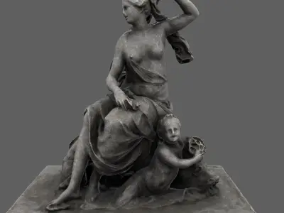 statue of woman on rock 3D model