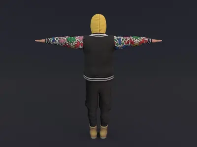 Hip Hop Man Rigged 3D Modle Low-poly 3D model