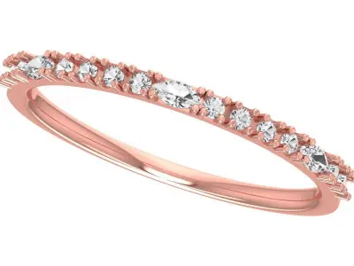 Solitaire Women Light Weight Marquise Stone Band Ring 3D print model