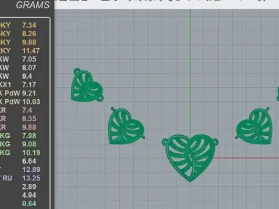Elegant Five Hearts Pendant 3D print model