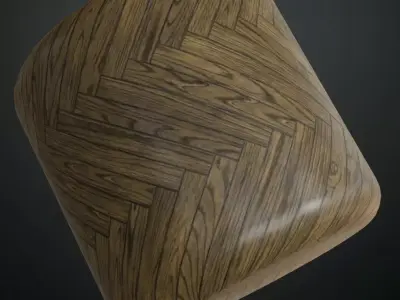 Classic Oak Herringbone Parquet PBR Seamless Texture