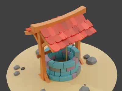 Cartoon Water Well Low-poly 3D model