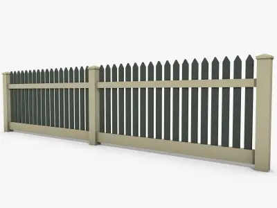 Wooden Fence Low-poly 3D model 8
