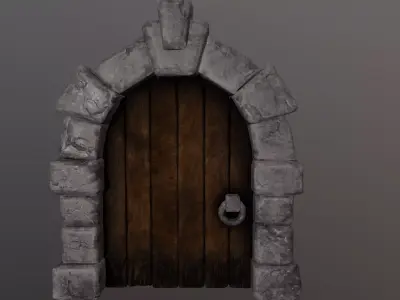 stylized door Low-poly 3D model buy
