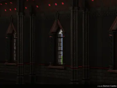 D Kit 00 Demon Castle Architecture Kit - Hall Kit Low-poly 3D model