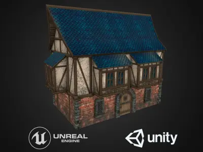 Medieval house Low-poly 3D model