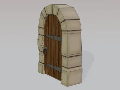 Medieval door Low-poly 3D model