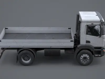 Realistic Flatbed Truck Aged and Rusted 3D model purchase
