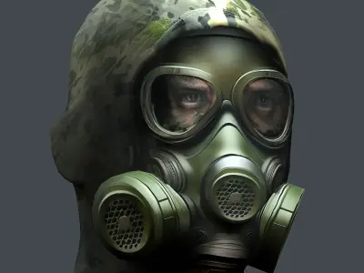 Gas mask helmet 3d model military combat Low-poly Low-poly 3D model