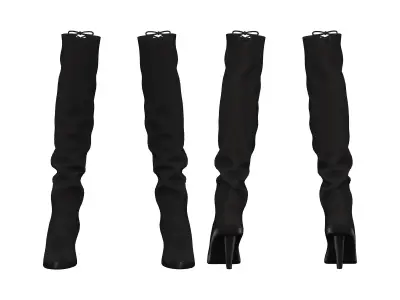 Womens Black Lace Up Spring Outfit Low-poly 3D model