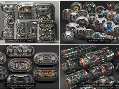 Sci-Fi - KITBASH Set - Hard Surface Future COLLECTION n1 3D Model Pack