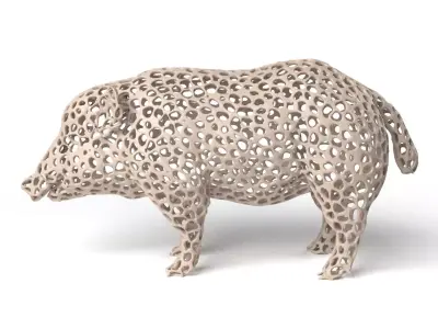 Wildboar Voronoi Low-poly 3D model