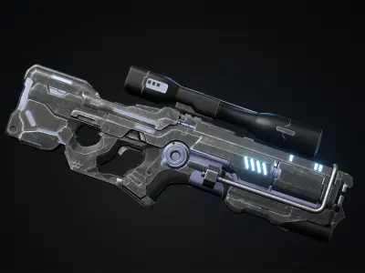 Rifle Sci Fi Low-poly 3D model