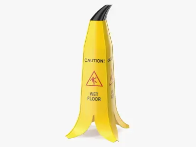 Banana Cone Caution Wet Floor Sign 60cm 3D model