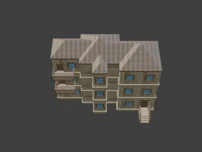 House Model 7 building Low-poly 3D model