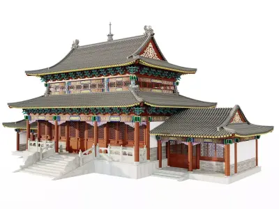 Ancient Japan Imperial Palace Main Hall 3D model