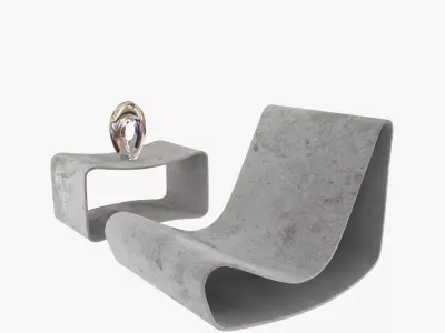 Willy Guhl Loop Chair Garden Set Eternit 3D model