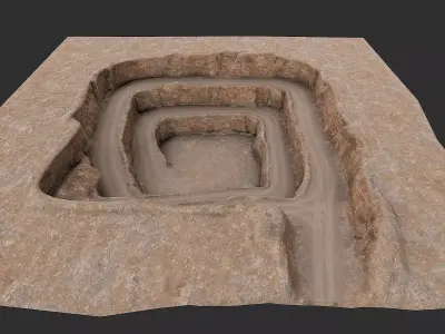 Open Pit Mine Opening 1 Low-poly 3D model