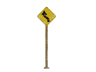 Double Curve Ahead To the Left Then To The Right Traffic Sign 3D model