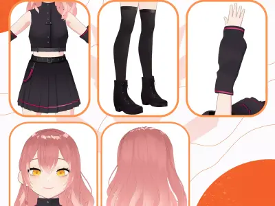 VRM CASUAL URBAN STYLE SCIFI FUTURISTIC OUTFIT SEXY GIRL 3D model