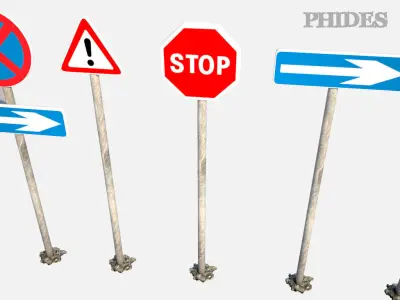 Street signs 1 Low-poly 3D model