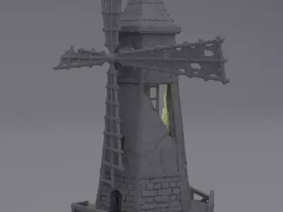 Ruined Windmill Tabletop Terrain 28 MM 3D print model