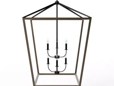 Buford Wood Iron Tiered Chandelier Large Low-poly 3D model