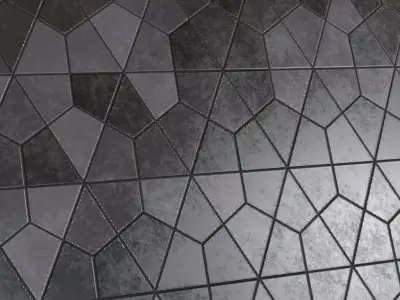 Modern Matte Charcoal Pentagonal Geometric Tiles PBR Seamless Texture