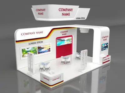 Booth Exhibition Stand Stall 6x10m Height 450 cm 3 Side Open 3D model