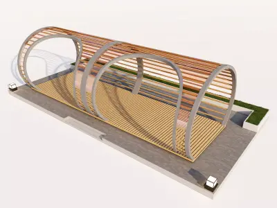 Modern Circular Bus Stop Pavilion  Low-poly 3D model