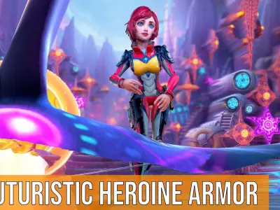 Futuristic Heroine Armor model pack Low-poly 3D model