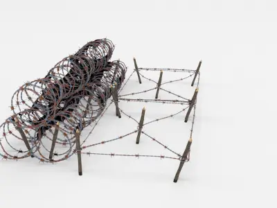 Low Poly Barb Wire Obstacle Low-poly 3D model