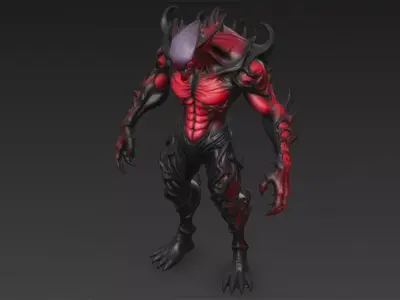 Red Humanoid Monster 3D Model 3D model