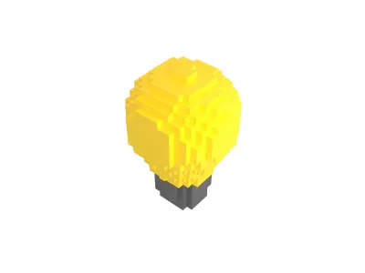 Voxel Light Bulb v1 002 Low-poly 3D model