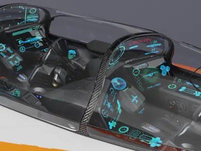  Futuristic Military Fighter Jet White Rigged 