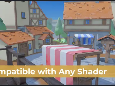 Stylized Medieval Settlement Low Poly Low-poly 3D model