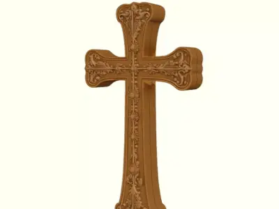 Ornate Wall Cross - Relief Front Smooth Back Free 3D print model