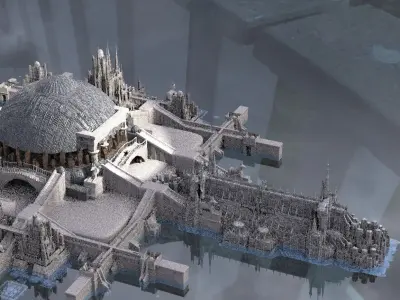 Ancient hallways Scifi City Kit bash 3 3D model