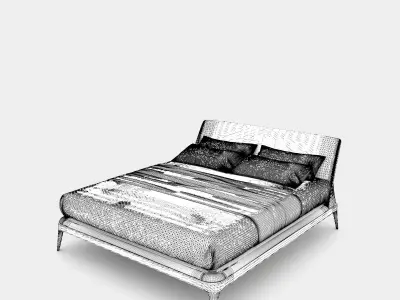 Modern double bed with bedhead 3D model