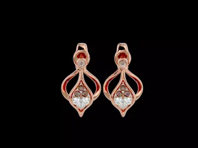 Light Minimalist Diamond Earrings 3D print model 8