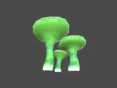 Fantasy Mushroom J04 Green - Scene Backdrop Design Low-poly 3D model