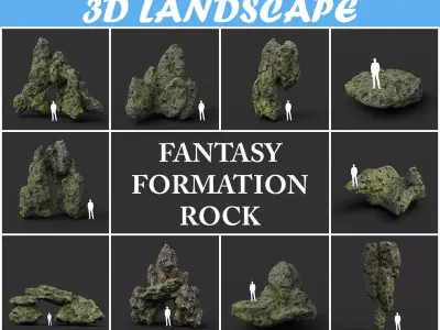Low poly Fantasy Formation Rock Pack B 200214 Low-poly 3D model
