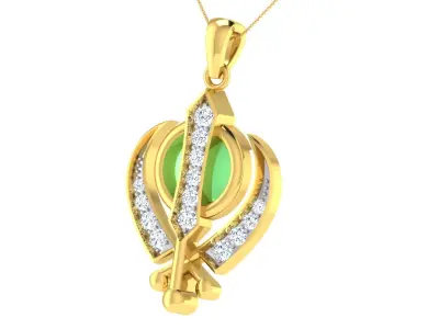 light weight yellow gold  diamond pendent -ZA PN 3168 3D print model