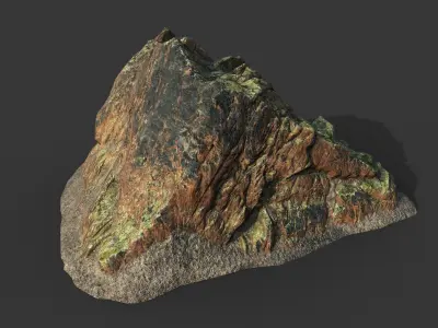 Low poly Brown Moss Rock A 210217 Low-poly 3D model