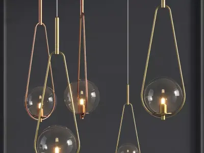 Pendant Lamp Loop Brass Glass 3D model