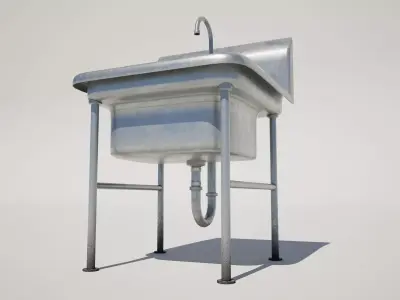  Industrial Sink Low-poly 3D model